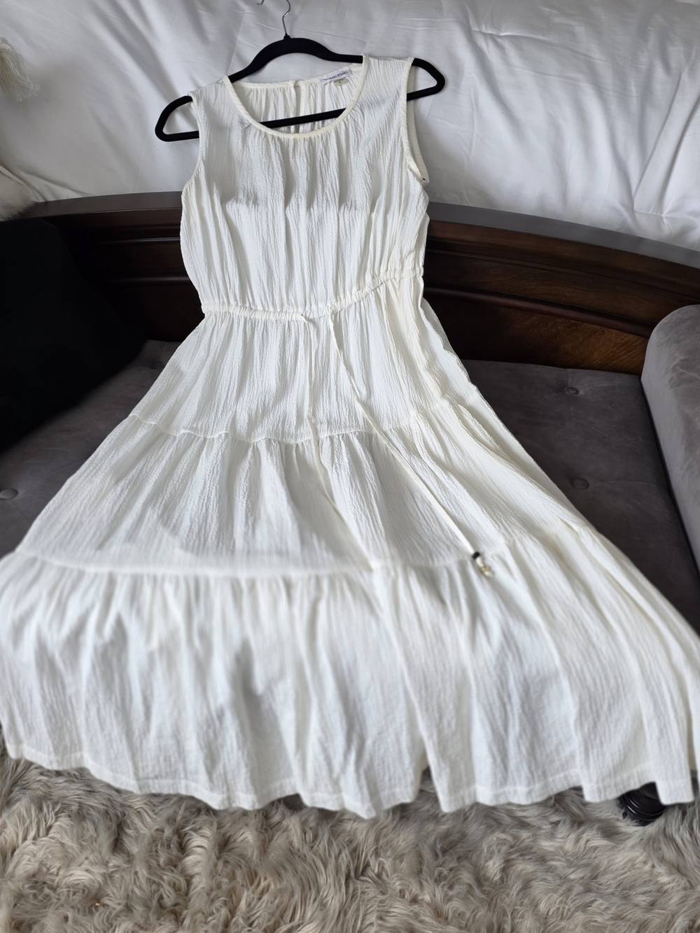 Calvin Klein Cream Sleeveless Tiered Maxi Dress